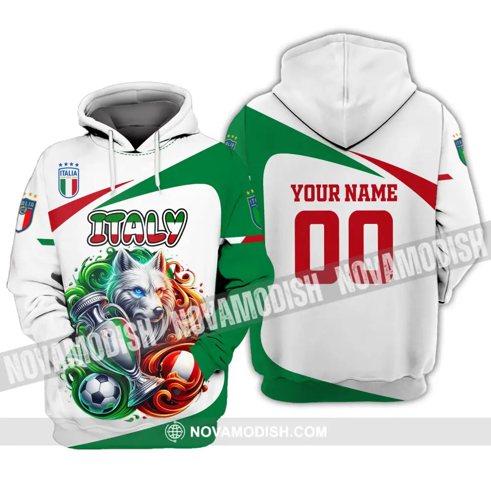 Unisex Shirt Custom Name And Number Italy Football Polo Long Sleeve Hoodie / S T-Shirt