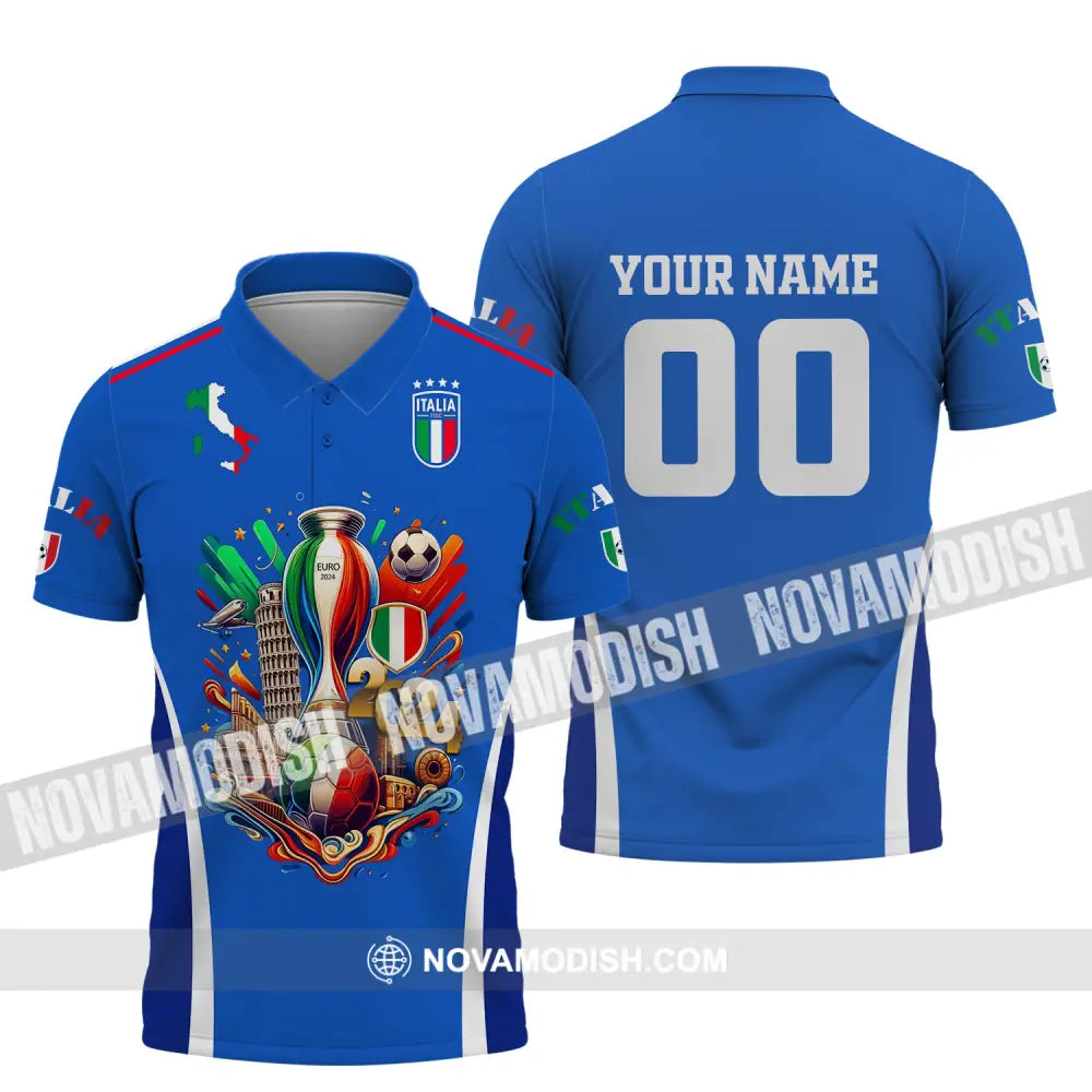 Unisex Shirt Custom Name And Number Italy Football Polo Long Sleeve / S T-Shirt