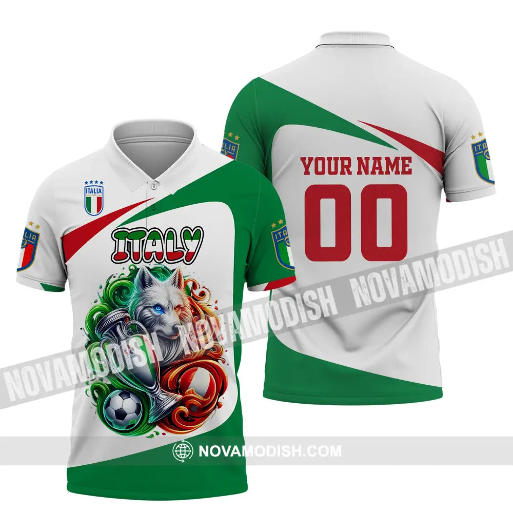 Unisex Shirt Custom Name And Number Italy Football Polo Long Sleeve / S T-Shirt