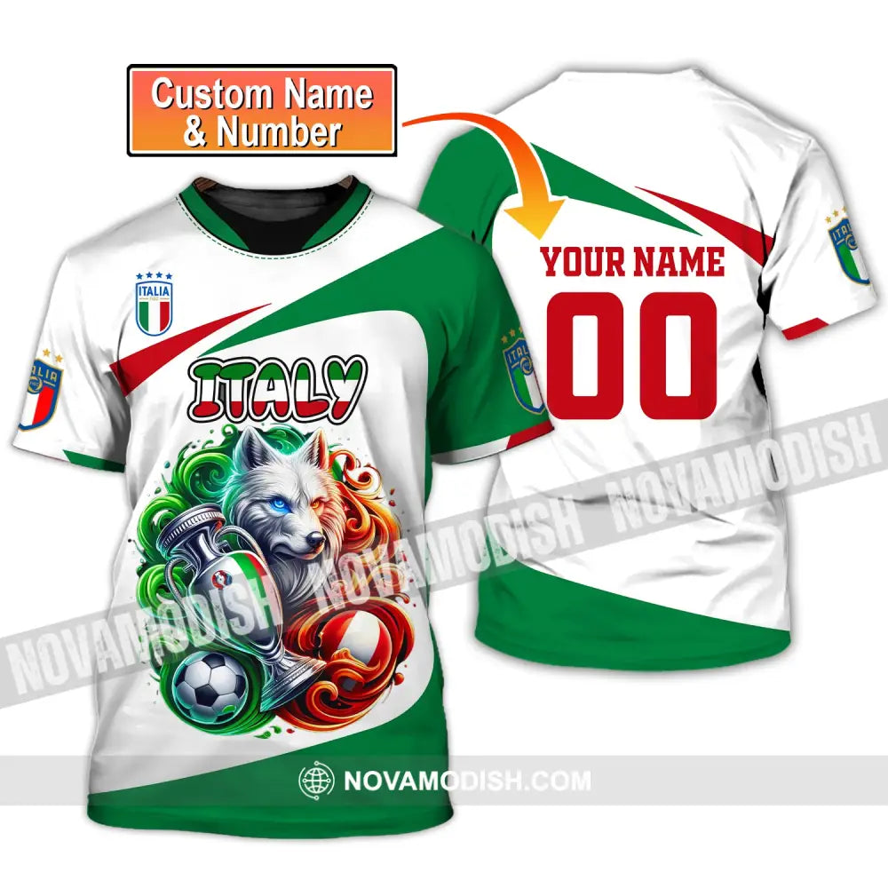 Unisex Shirt Custom Name And Number Italy Football Polo Long Sleeve T-Shirt