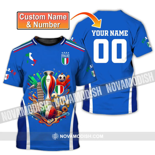 Unisex Shirt Custom Name And Number Italy Football Polo Long Sleeve T-Shirt