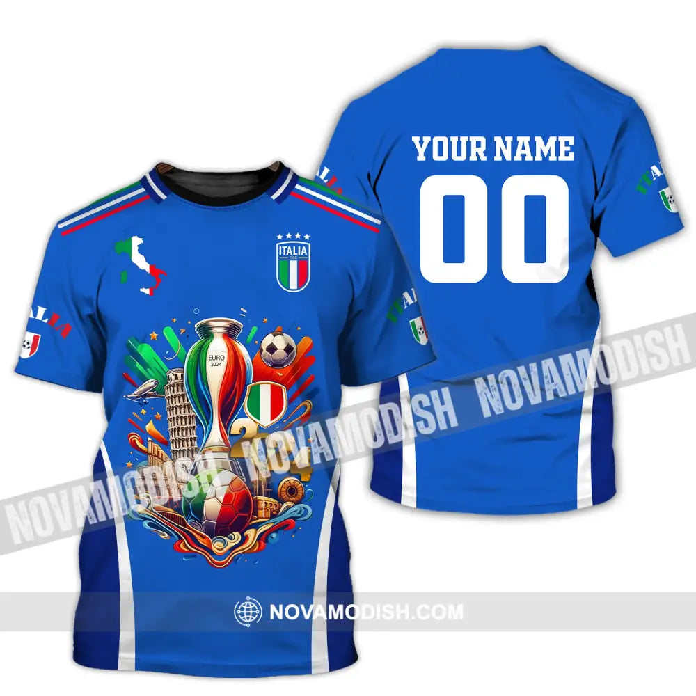 Unisex Shirt Custom Name And Number Italy Football Polo Long Sleeve T-Shirt / S