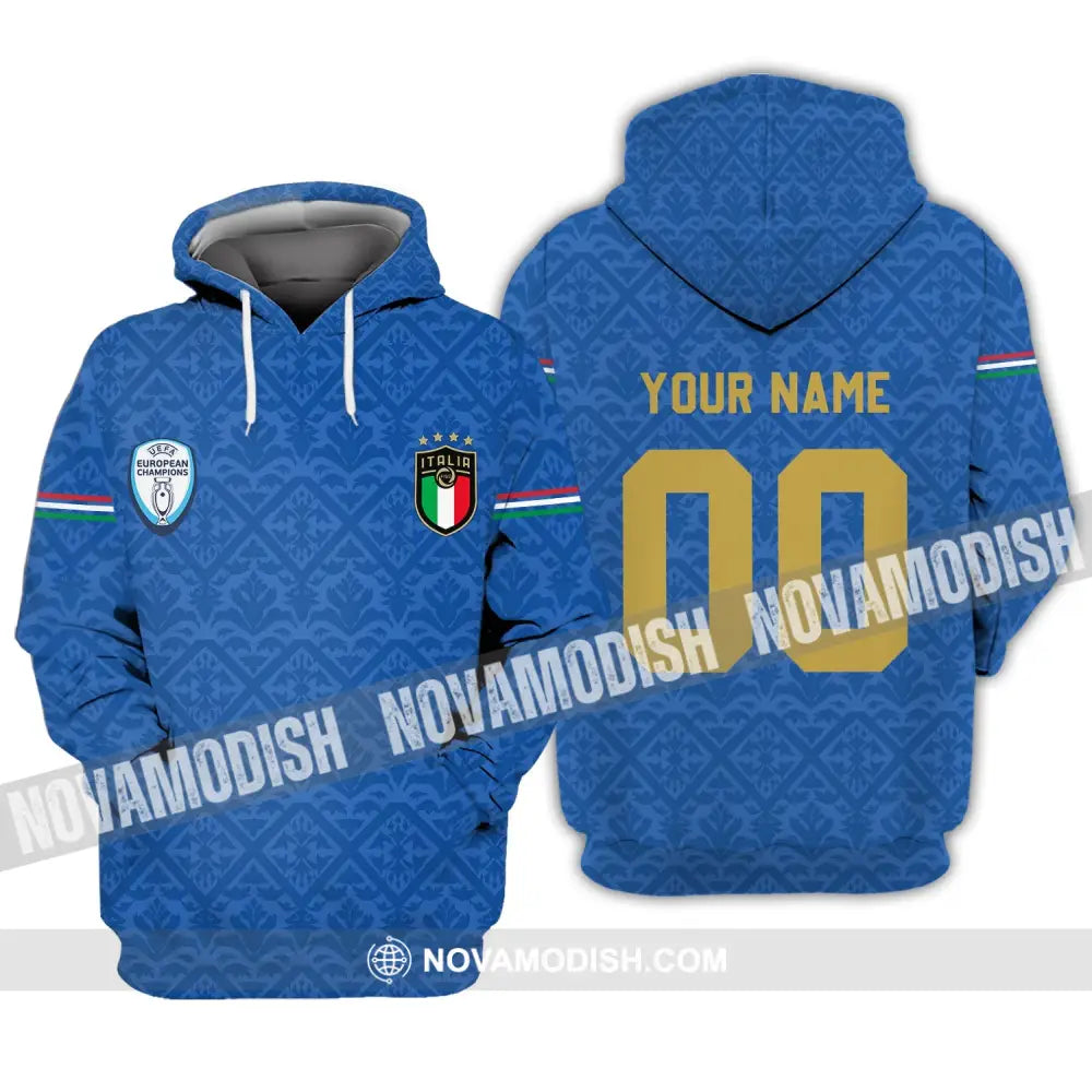 Unisex Shirt - Custom Name And Number Italy National Team Blue Color Shirt Hoodie / S T-shirt