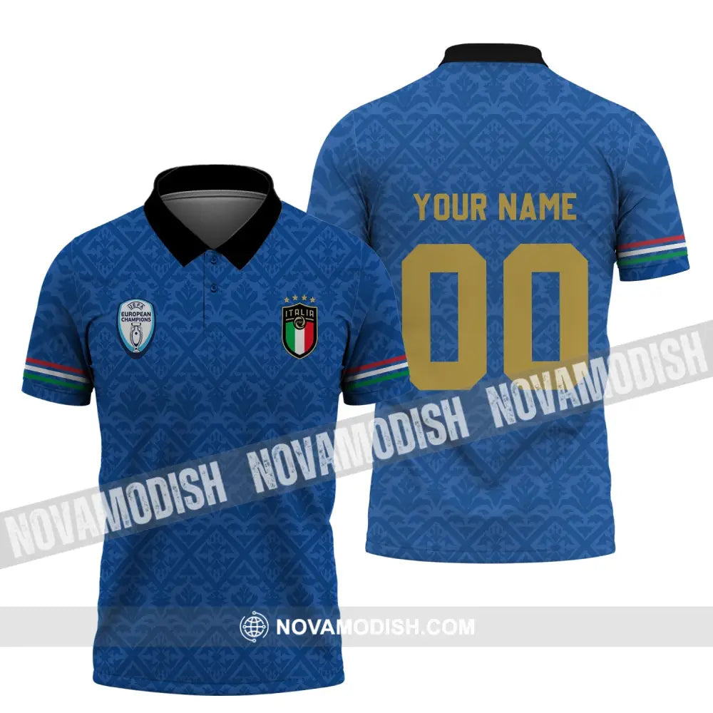 Unisex Shirt - Custom Name And Number Italy National Team Blue Color Shirt Polo Shirt / S T-shirt