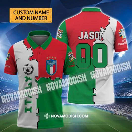 Unisex Shirt - Custom Name And Number Italy National Team Euro 2024 Flag Color Shirt T-shirt