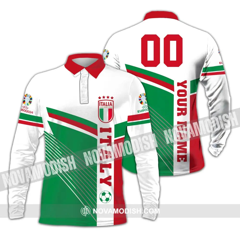 Unisex Shirt - Custom Name And Number Shirt Italy National Team Shirt Long Sleeve Polo / S T-shirt