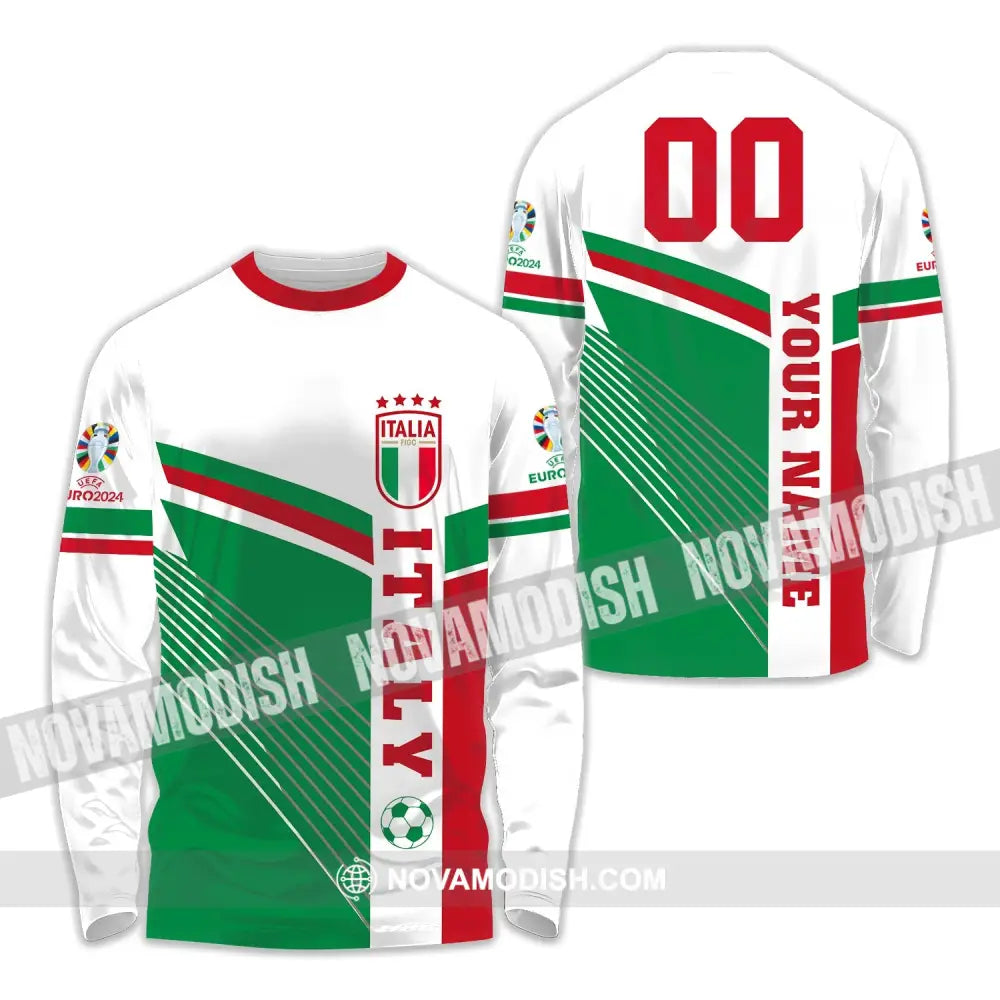 Unisex Shirt - Custom Name And Number Shirt Italy National Team Shirt Long Sleeve Shirt / S T-shirt