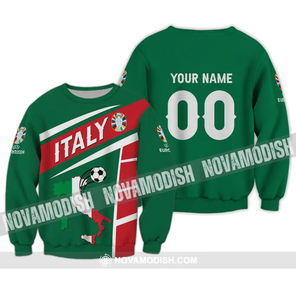 Unisex Shirt - Custom Name And Number Shirt Italy National Team Map Shirt Long Sleeve / S T-shirt