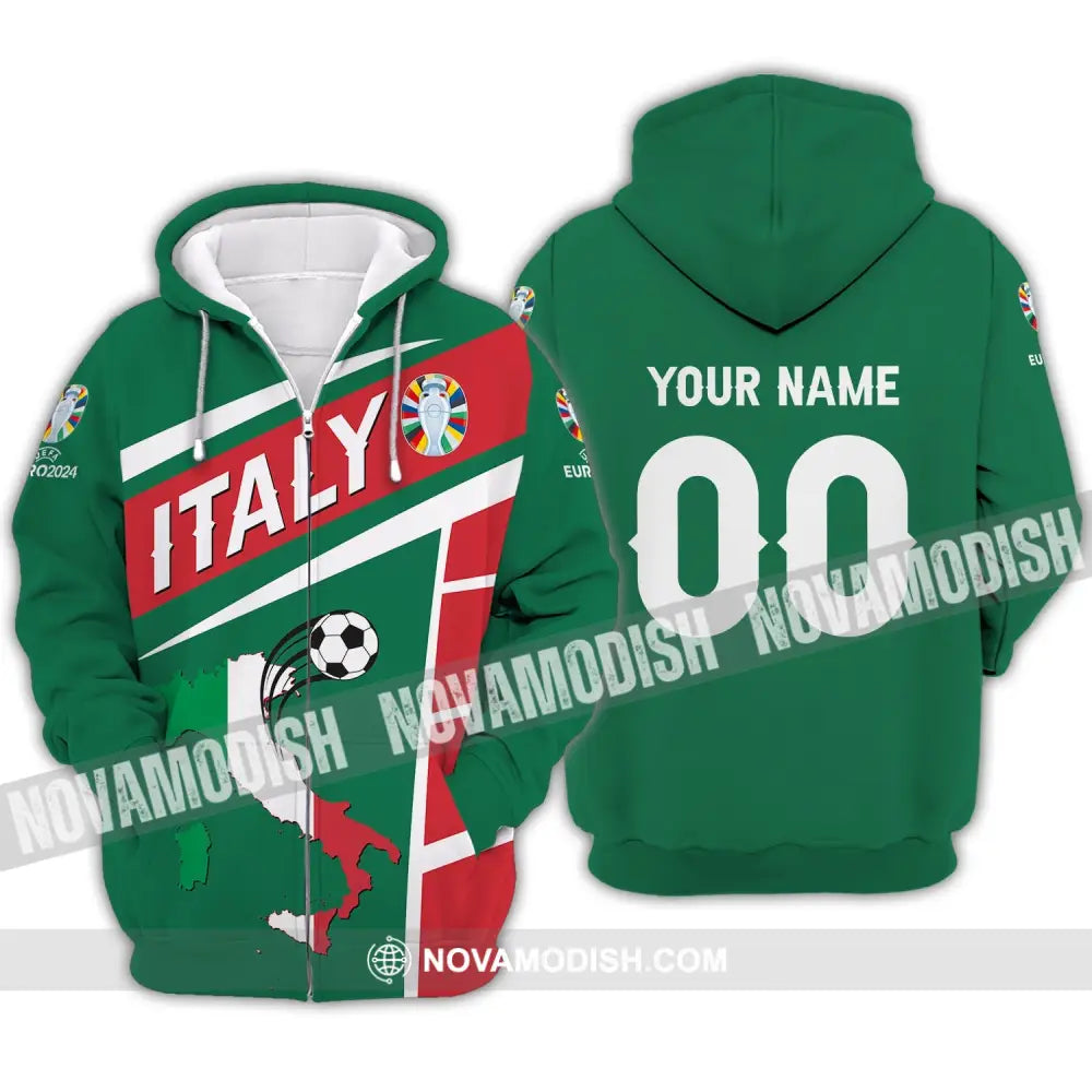 Unisex Shirt - Custom Name And Number Shirt Italy National Team Map Shirt Zipper Hoodie / S T-shirt
