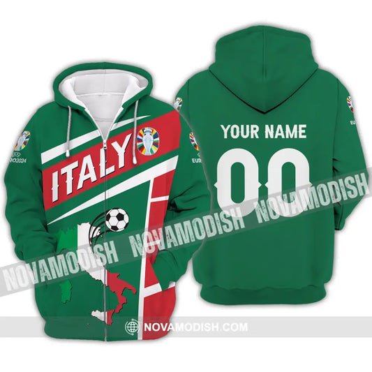 Unisex Shirt - Custom Name And Number Shirt Italy National Team Map Shirt Zipper Hoodie / S T-shirt