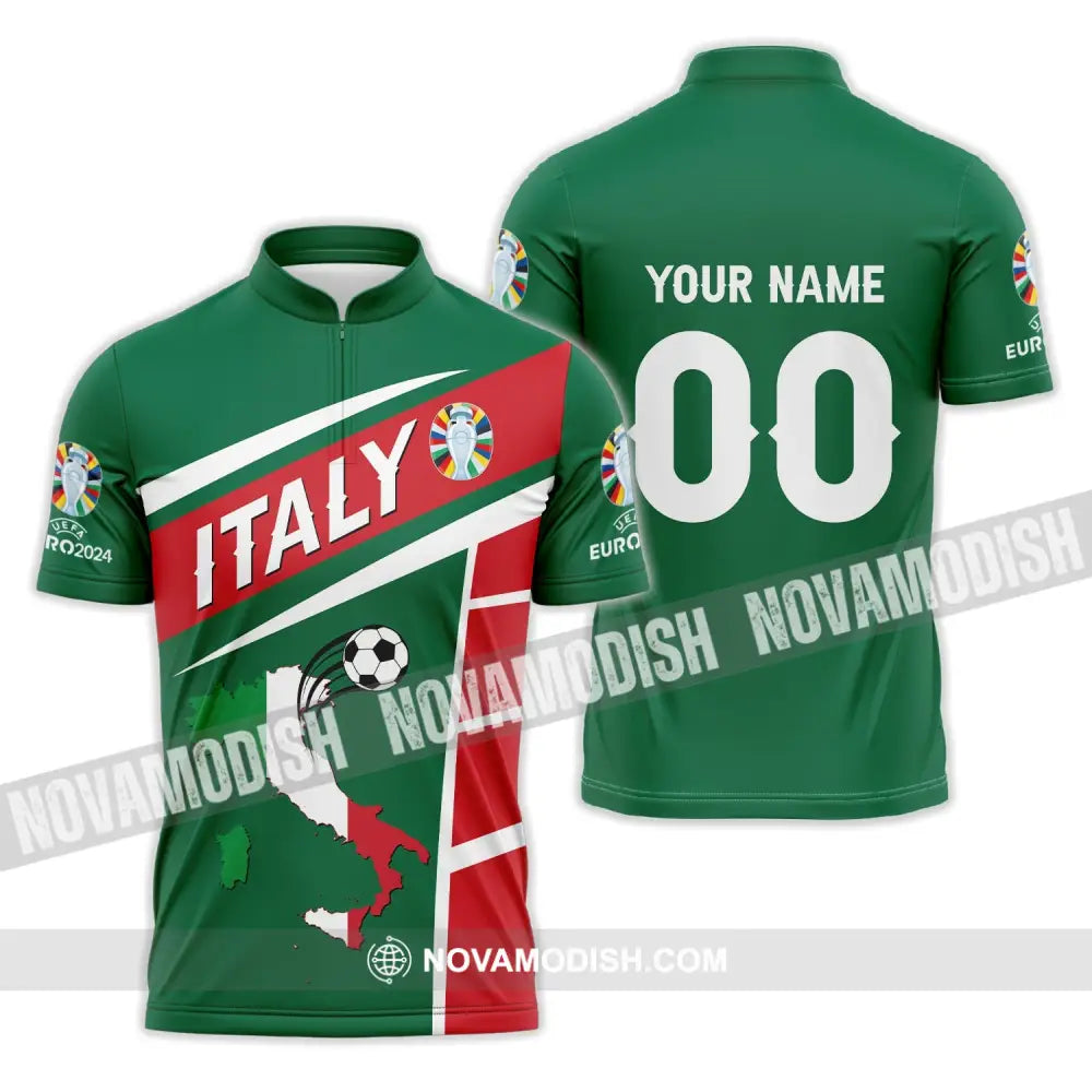 Unisex Shirt - Custom Name And Number Shirt Italy National Team Map Shirt Zipper Polo Shirt / S T-shirt