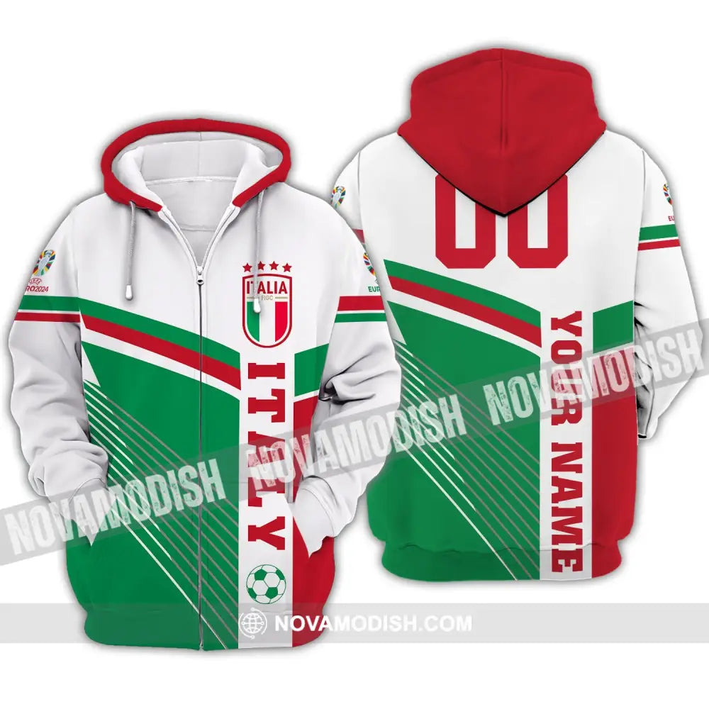 Unisex Shirt - Custom Name And Number Shirt Italy National Team Shirt Zipper Hoodie / S T-shirt