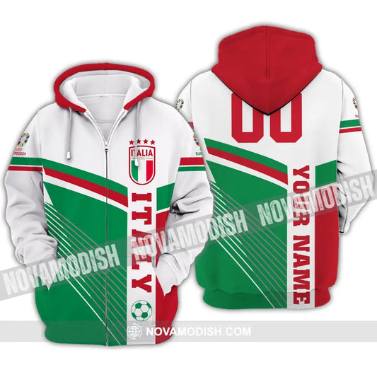 Unisex Shirt - Custom Name And Number Shirt Italy National Team Shirt Zipper Hoodie / S T-shirt
