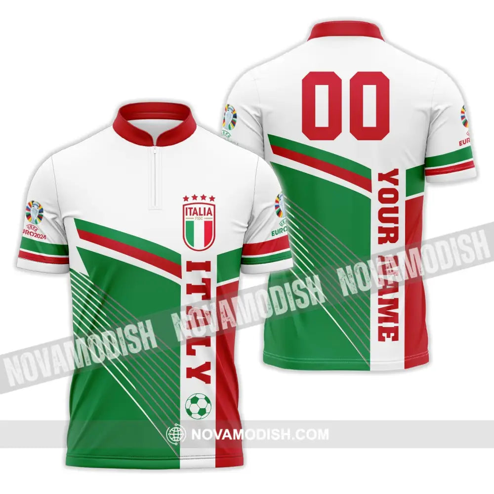 Unisex Shirt - Custom Name And Number Shirt Italy National Team Shirt Zipper Polo Shirt / S T-shirt