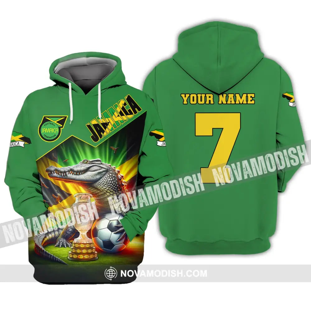 Unisex Shirt Custom Name And Number Jamaica Football Euro 2024 Polo Long Sleeve Hoodie / S T-Shirt