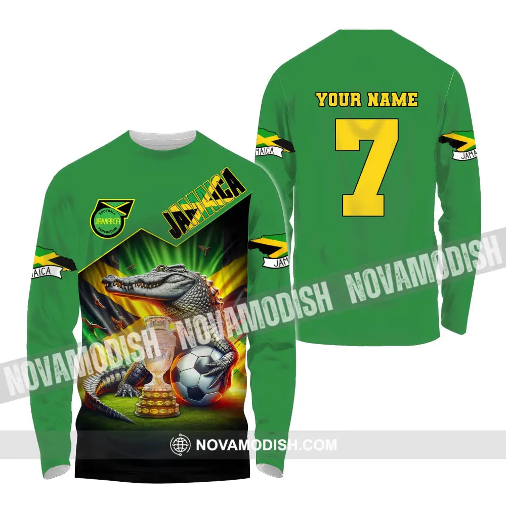 Unisex Shirt Custom Name And Number Jamaica Football Euro 2024 Polo Long Sleeve / S T-Shirt