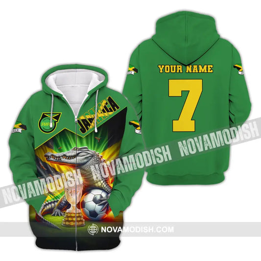 Unisex Shirt Custom Name And Number Jamaica Football Euro 2024 Polo Long Sleeve Zipper Hoodie / S