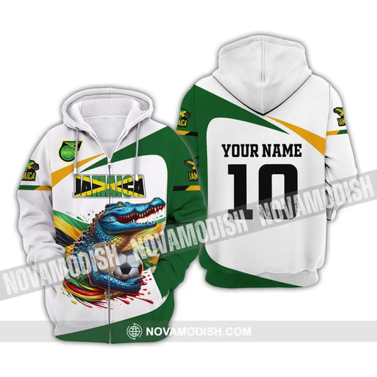 Unisex Shirt Custom Name And Number Jamaica Football Polo Euro 2024 Hoodie Long Sleeve Zipper / S