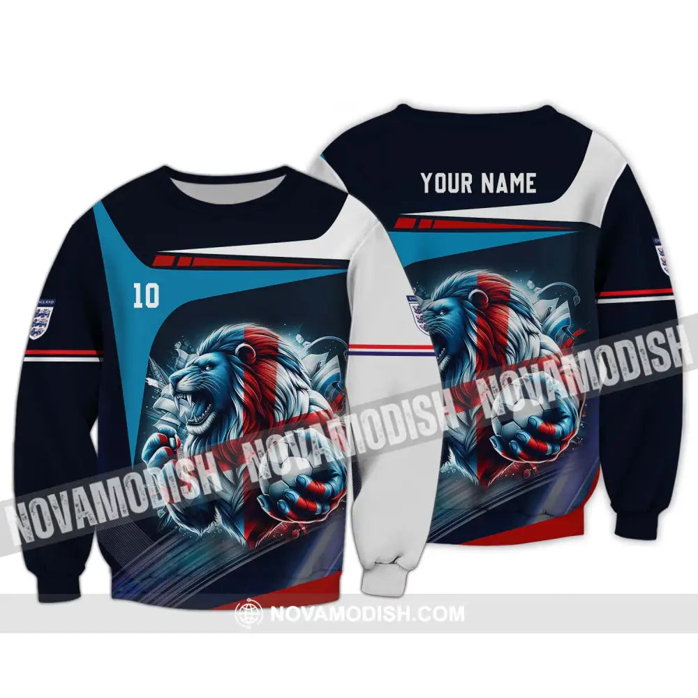 Unisex Shirt - Custom Name And Number Lion England Euro 2024 Team Shirt Long Sleeve / S T-shirt
