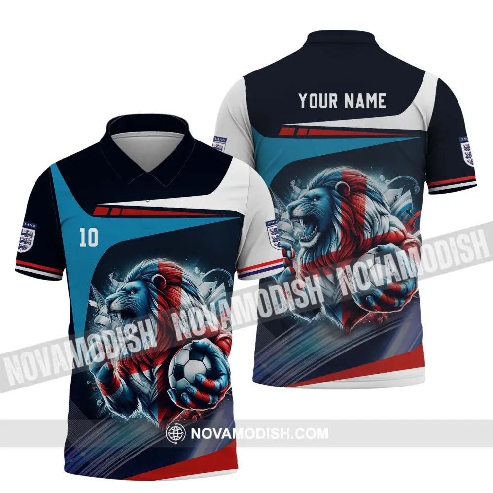 Unisex Shirt - Custom Name And Number Lion England Euro 2024 Team Shirt Polo Shirt / S T-shirt