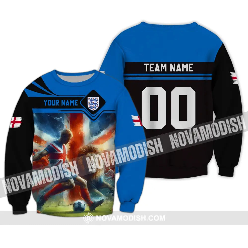 Unisex Shirt - Custom Name And Number Lion England National Team Euro Shirt 2024 Long Sleeve / S T-shirt
