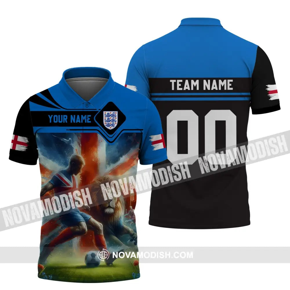 Unisex Shirt - Custom Name And Number Lion England National Team Euro Shirt 2024 Polo Shirt / S T-shirt