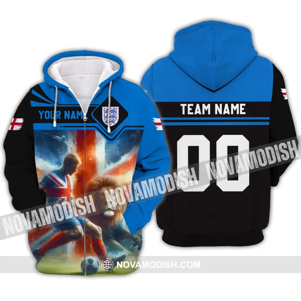 Unisex Shirt - Custom Name And Number Lion England National Team Euro Shirt 2024 Zipper Hoodie / S T-shirt
