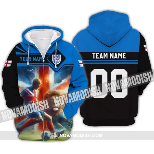 Unisex Shirt - Custom Name And Number Lion England National Team Euro Shirt 2024 Zipper Hoodie / S T-shirt