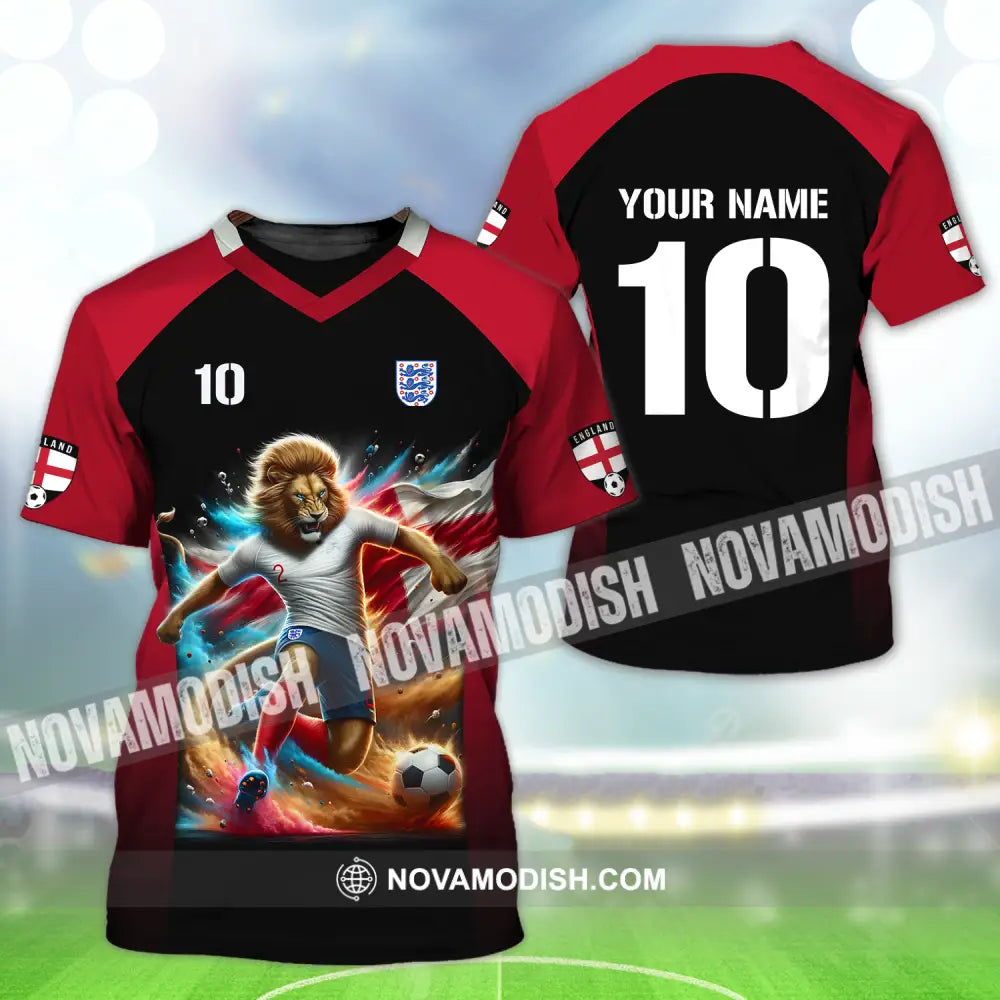 Unisex Shirt - Custom Name And Number Lion Playing Ball England Euro 2024 T-Shirt / S T-shirt
