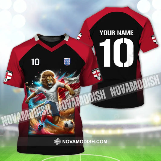 Unisex Shirt - Custom Name And Number Lion Playing Ball England Euro 2024 T-Shirt / S T-shirt