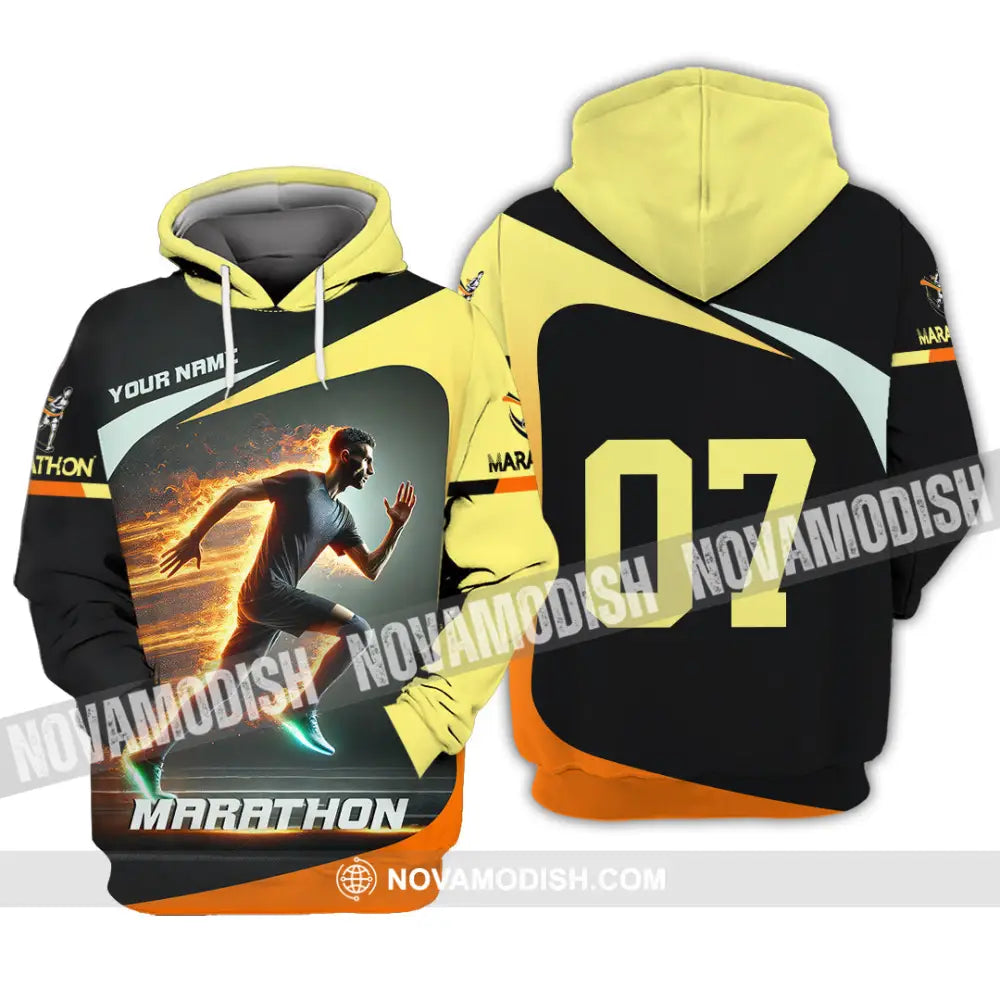 Unisex Shirt Custom Name And Number Marathon Lover Gift Hoodie / S T-Shirt