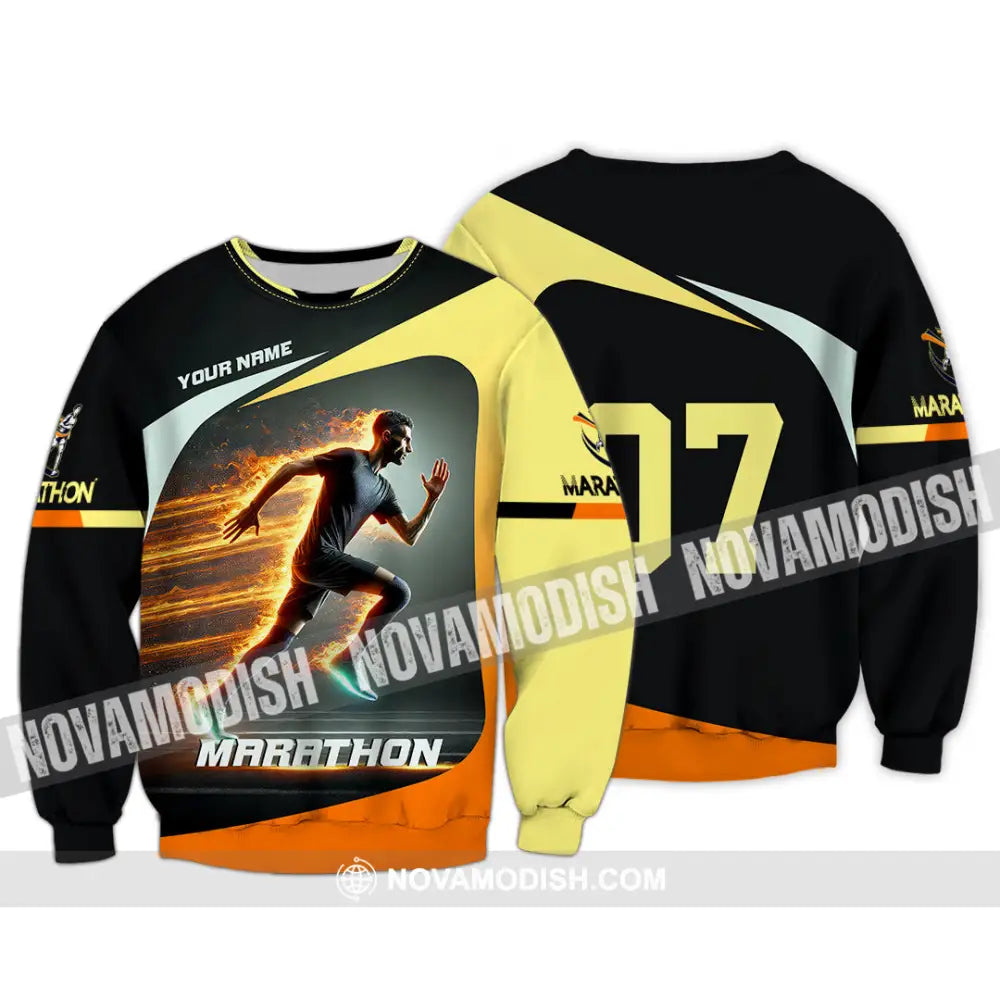 Unisex Shirt Custom Name And Number Marathon Lover Gift Long Sleeve / S T-Shirt