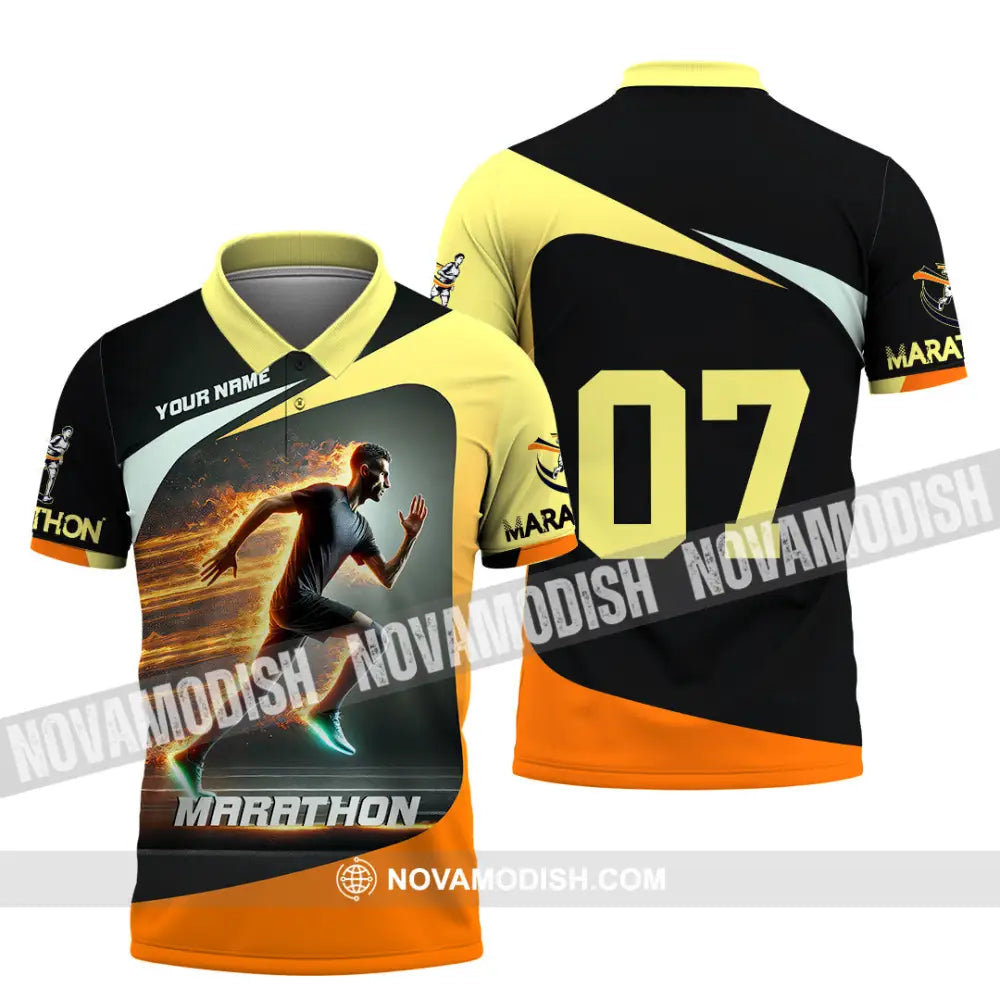 Unisex Shirt Custom Name And Number Marathon Lover Gift Polo / S T-Shirt