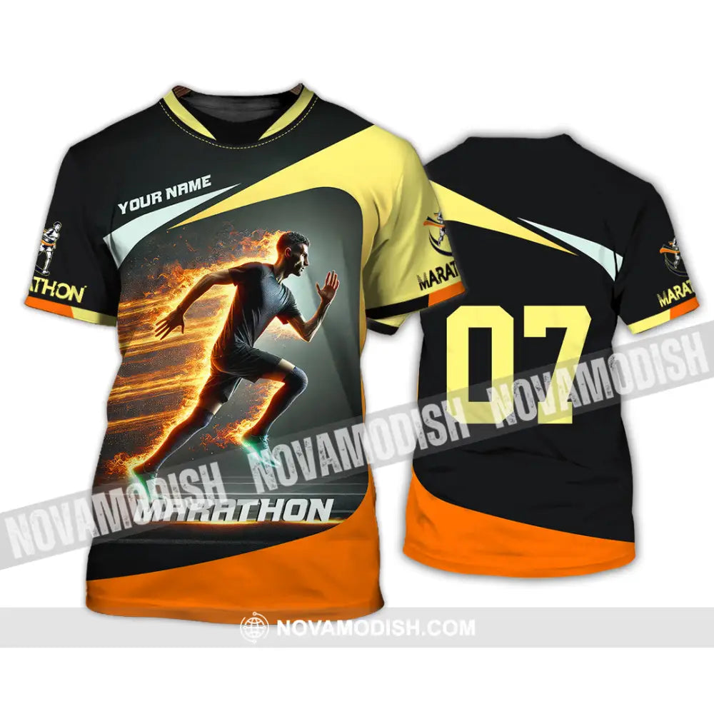 Unisex Shirt Custom Name And Number Marathon Lover Gift T-Shirt / S T-Shirt