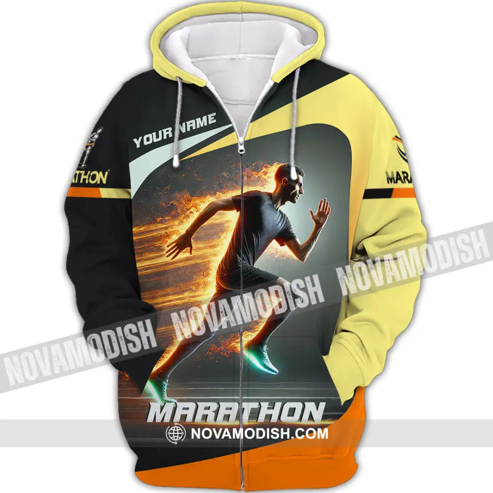Unisex Shirt Custom Name And Number Marathon Lover Gift Zipper Hoodie / S T-Shirt