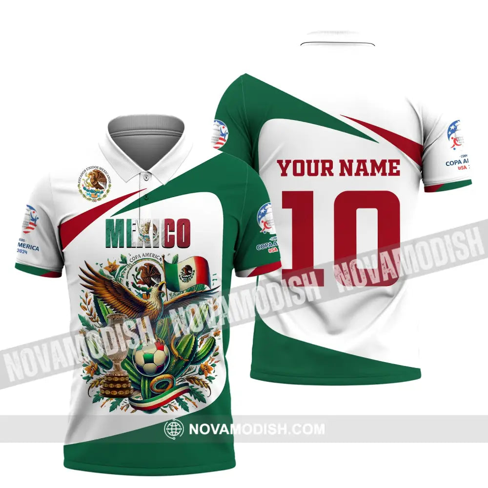 Unisex Shirt Custom Name And Number Mexico Football Polo Long Sleeve / S T-Shirt