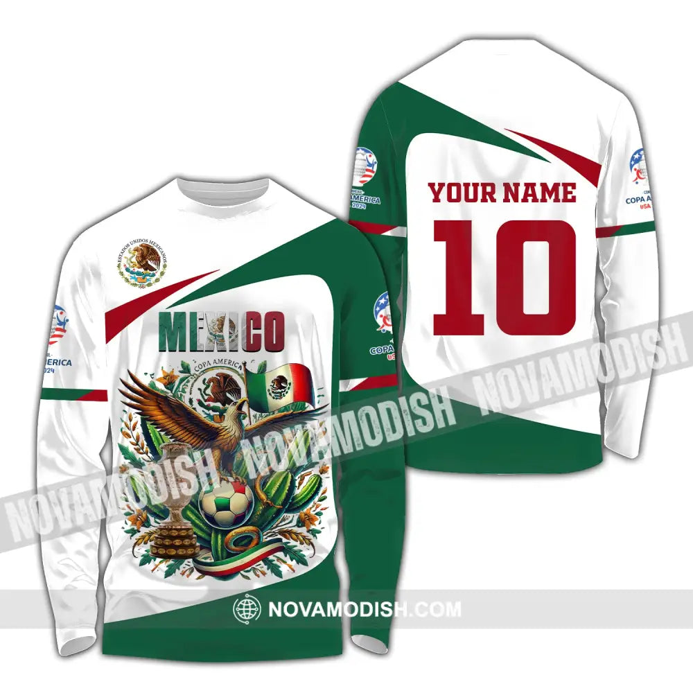 Unisex Shirt Custom Name And Number Mexico Football Polo Long Sleeve / S T-Shirt