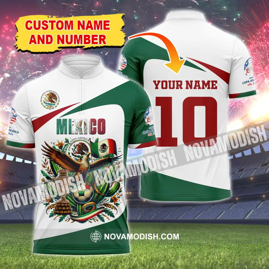 Unisex Shirt Custom Name And Number Mexico Football Polo Long Sleeve T-Shirt