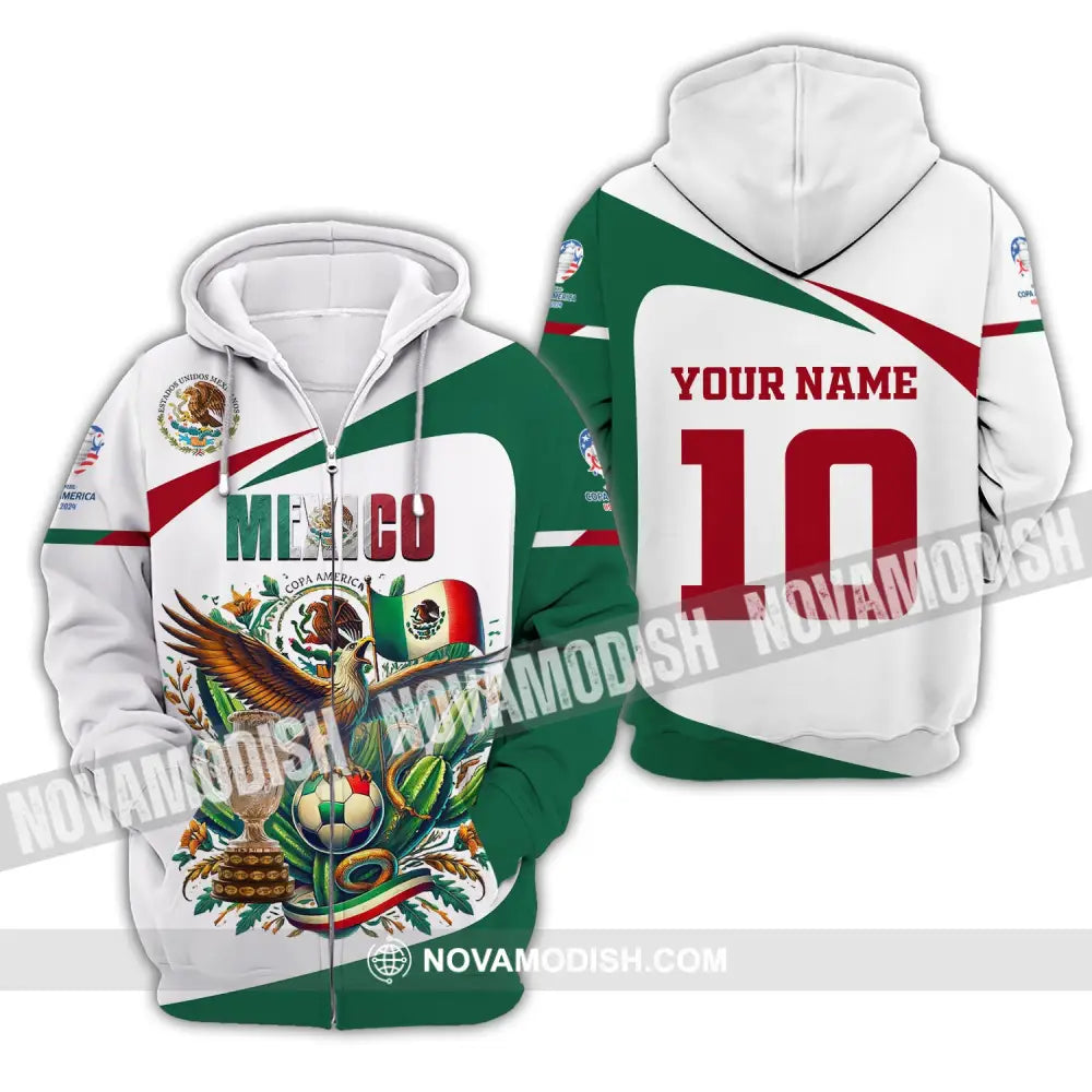 Unisex Shirt Custom Name And Number Mexico Football Polo Long Sleeve Zipper Hoodie / S T-Shirt