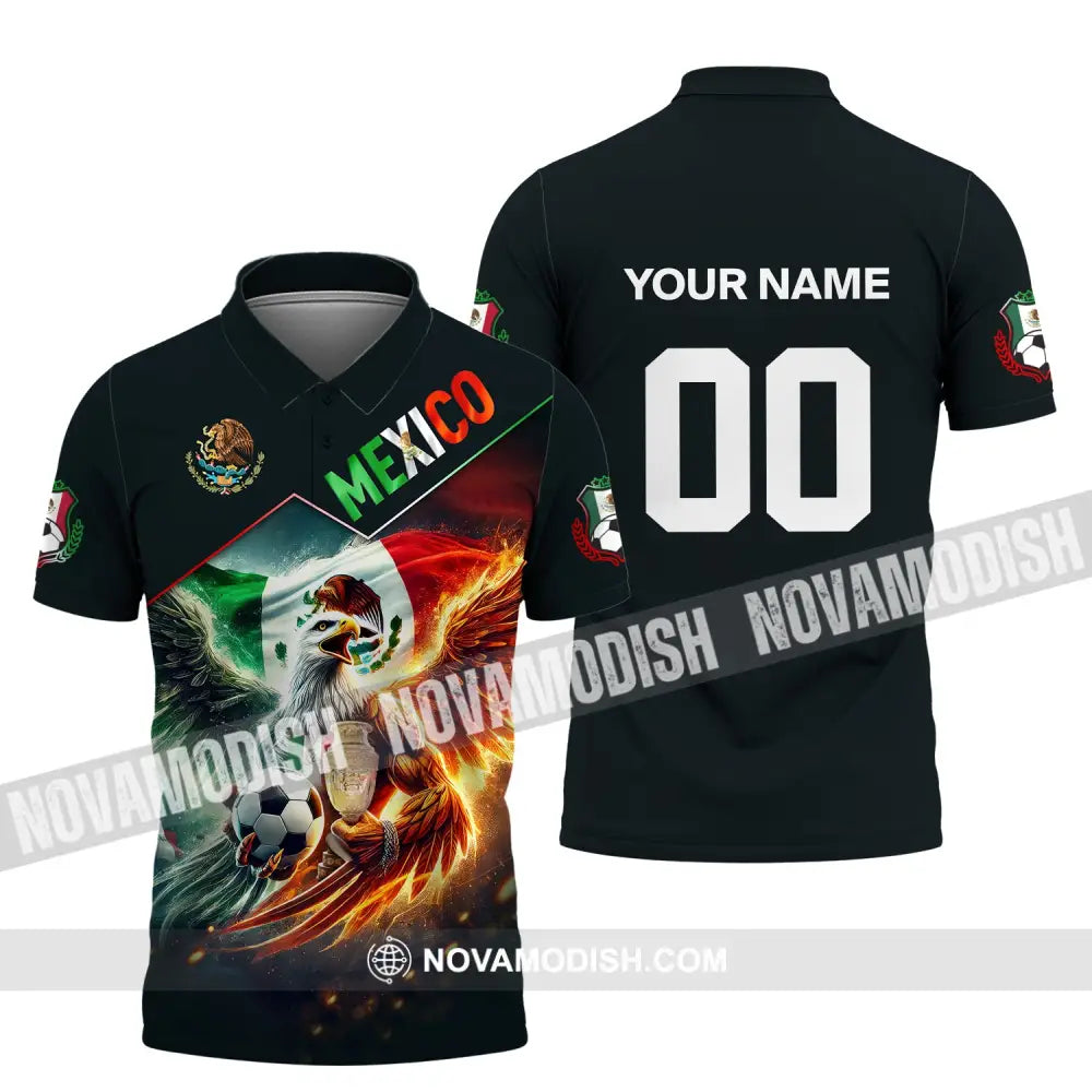 Unisex Shirt Custom Name And Number Mexico Football T-Shirt Euro 2024 Polo Long Sleeve / S