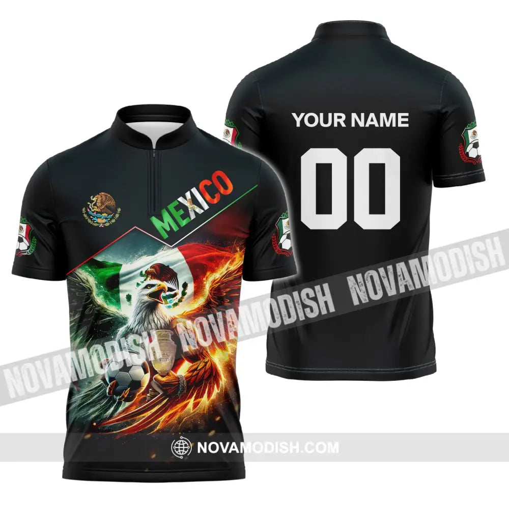 Unisex Shirt Custom Name And Number Mexico Football T-Shirt Euro 2024 Polo Long Sleeve Zipper / S