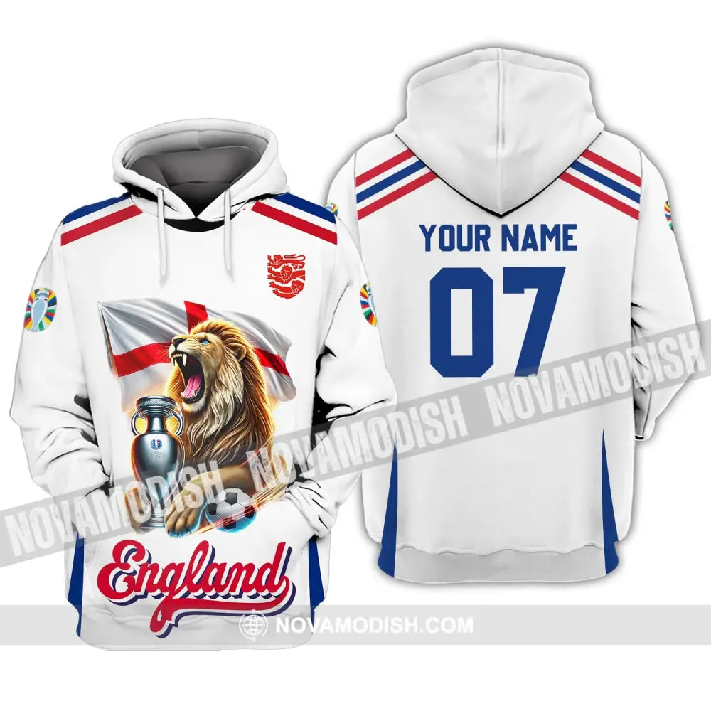 Unisex Shirt - Custom Name And Number National Team Euro 2024 Lion England Hoodie / S T-Shirt