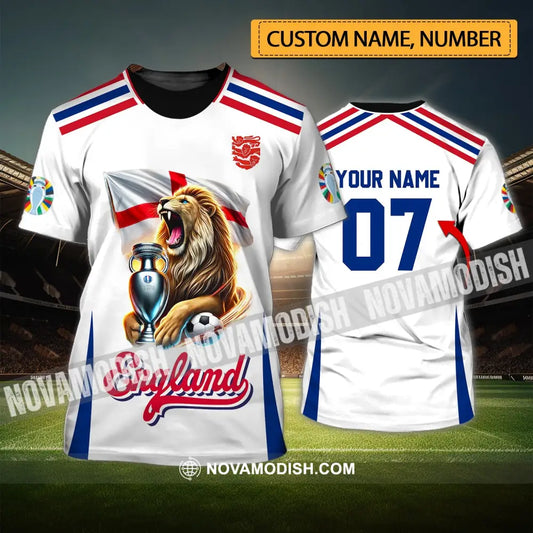 Unisex Shirt - Custom Name And Number National Team Euro 2024 Lion England T-Shirt