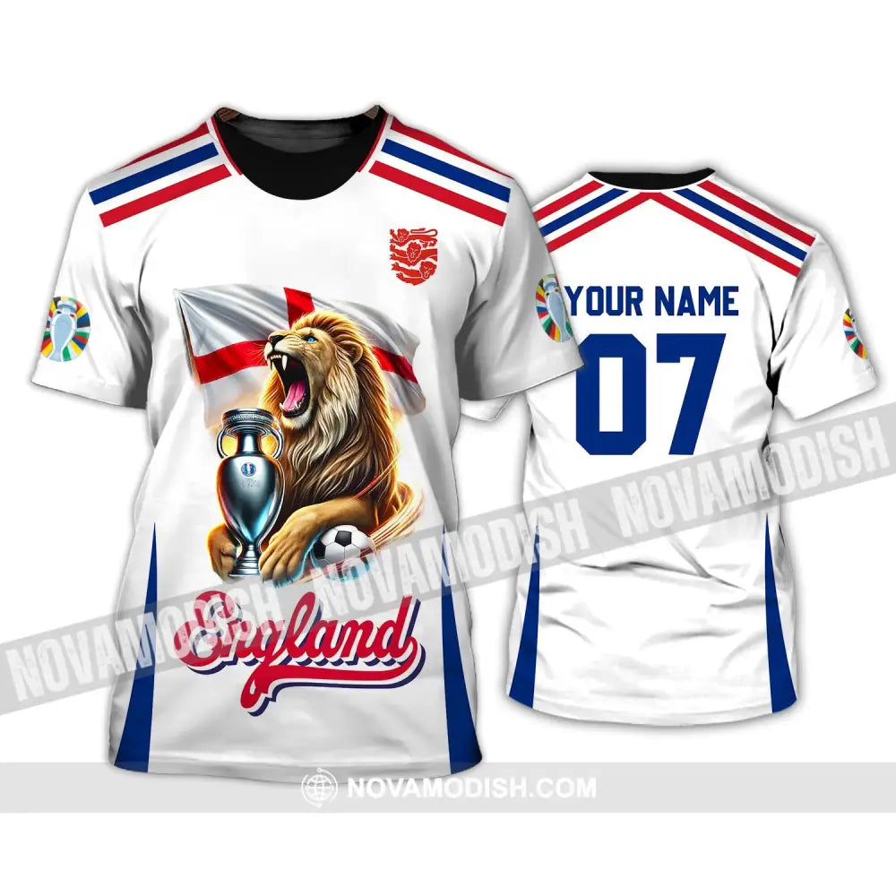 Unisex Shirt - Custom Name And Number National Team Euro 2024 Lion England T-Shirt / S T-Shirt