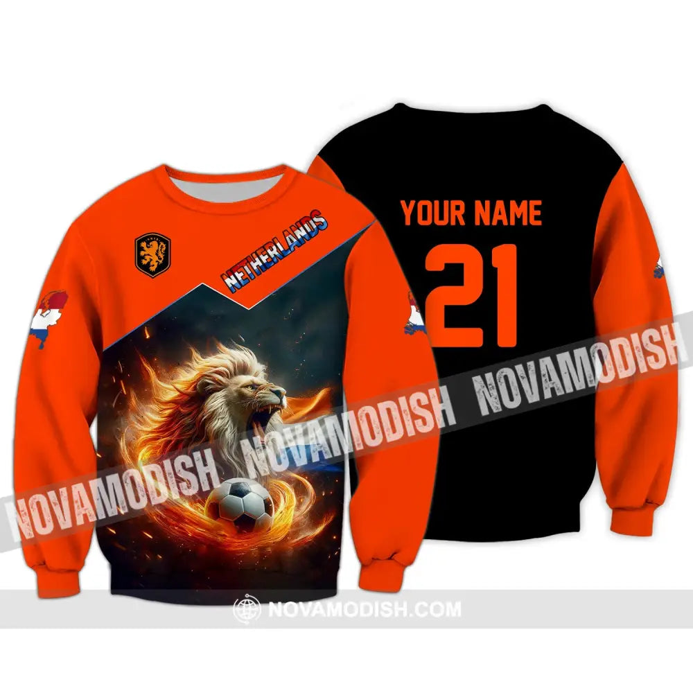 Unisex Shirt - Custom Name And Number National Team Netherlands Long Sleeve / S T-Shirt