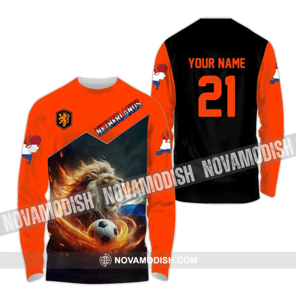 Unisex Shirt - Custom Name And Number National Team Netherlands Long Sleeve / S T-Shirt