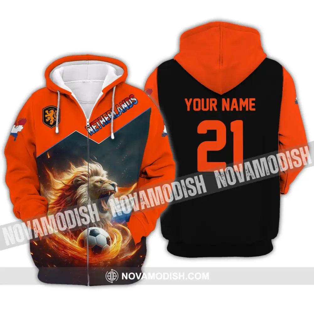 Unisex Shirt - Custom Name And Number National Team Netherlands Zipper Hoodie / S T-Shirt