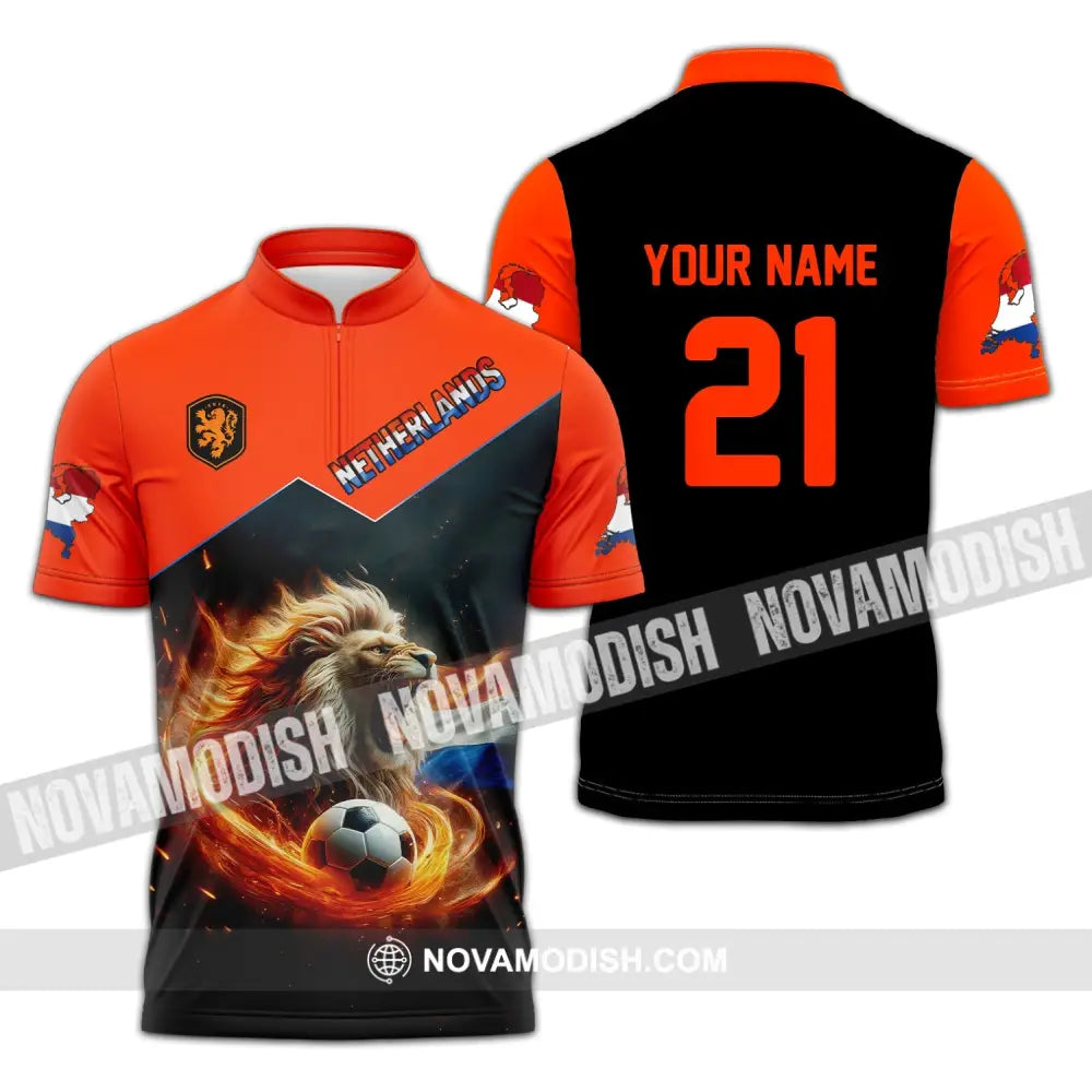 Unisex Shirt - Custom Name And Number National Team Netherlands Zipper Polo / S T-Shirt