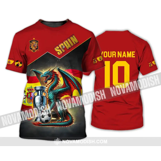 Unisex Shirt - Custom Name And Number National Team Spain Heart Ball Fly Dragon T-Shirt / S T-Shirt