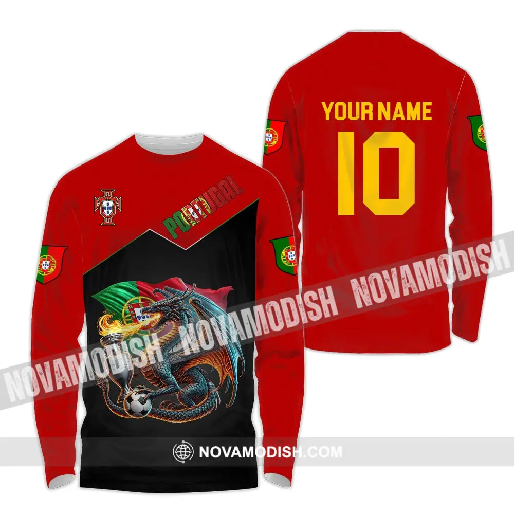 Unisex Shirt - Custom Name And Number National Team Sport Portugal Long Sleeve / S T-Shirt